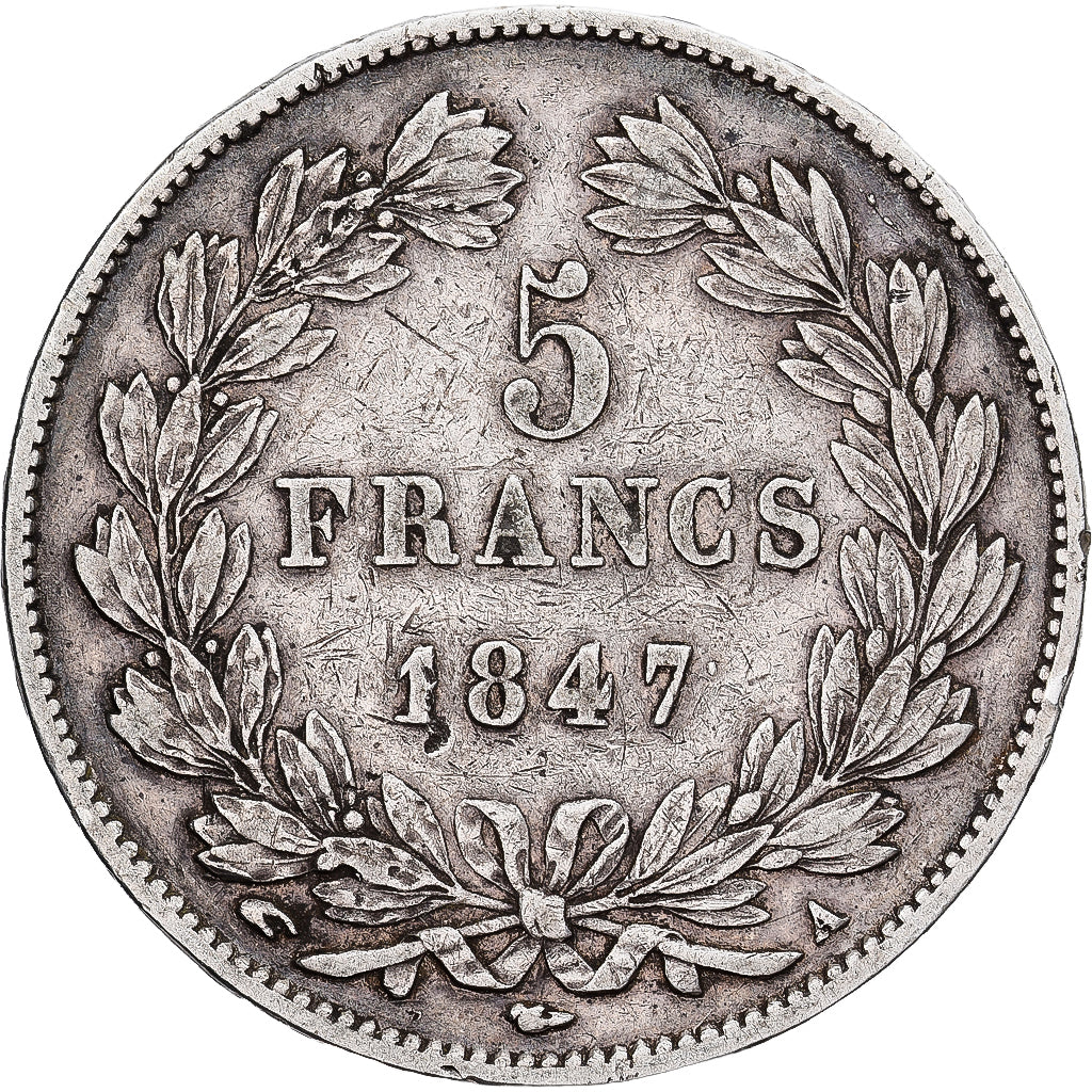 Frankreich, Louis Philippe I, 5 Francs, 1847, Paris, Silber, SS, Gadoury:678a