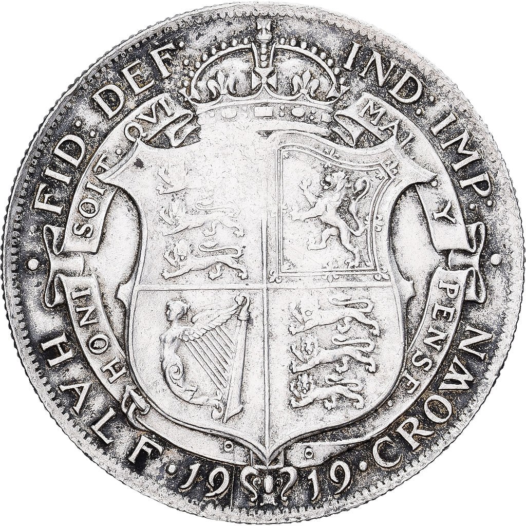 Great Britain, George V, 1/2 Crown, 1919, Silver, AU(50-53), KM:818.1