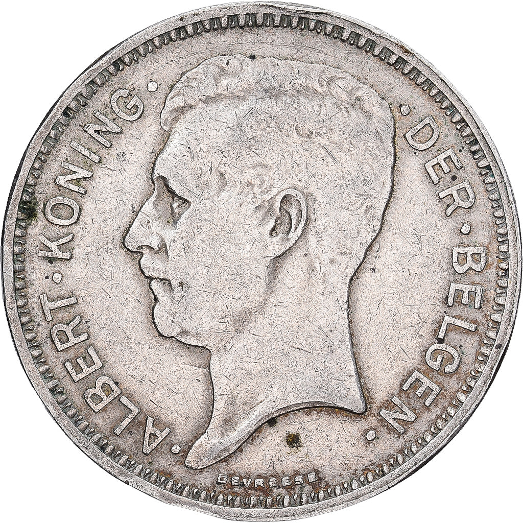 Belgia, Albert I, 20 Francs, 20 Frank, 1934, Brussels, Tranche B, Srebro