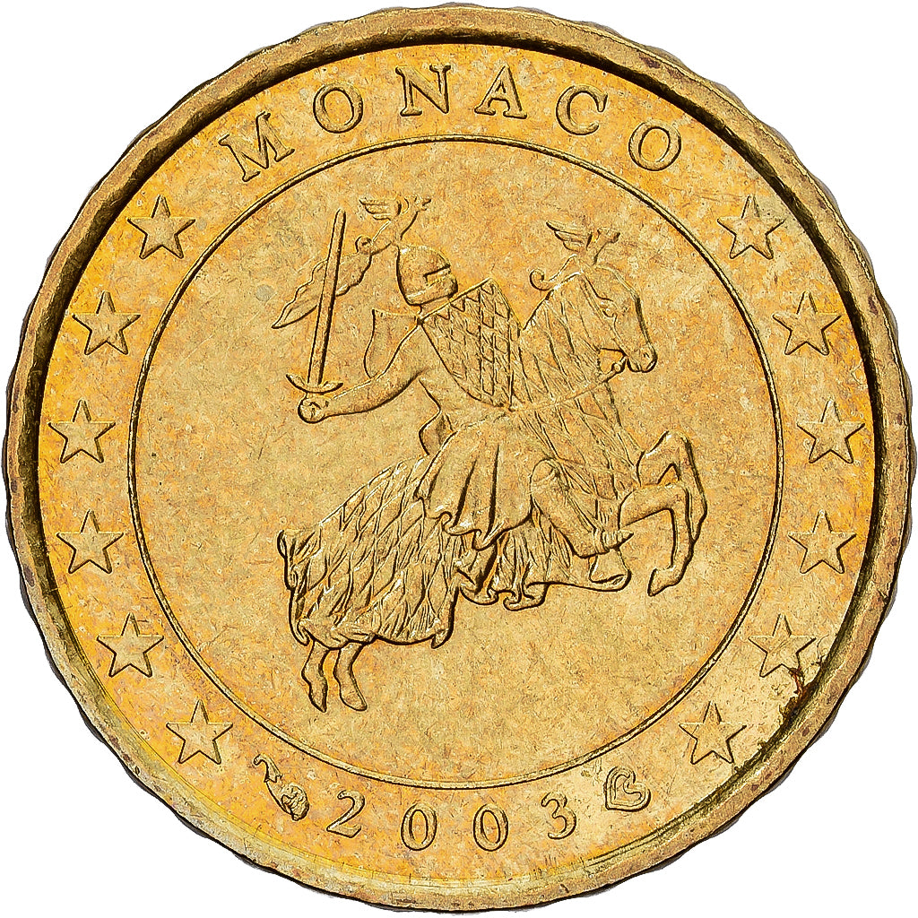 Monaco, Rainier III, 10 Euro Cent, 2003, Paris, Brass, MS(65-70), Gadoury:MC175