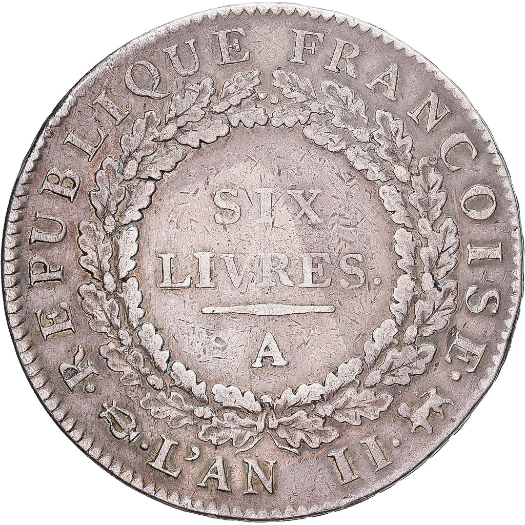France, 6 Livres, Écu de 6 livres françoise, 1793, Paris, Silver, VF(30-35)