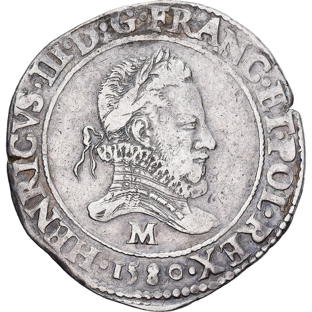 Frankreich, Henri III, Franc au Col Fraisé, 1580, Toulouse, Silber, SS+
