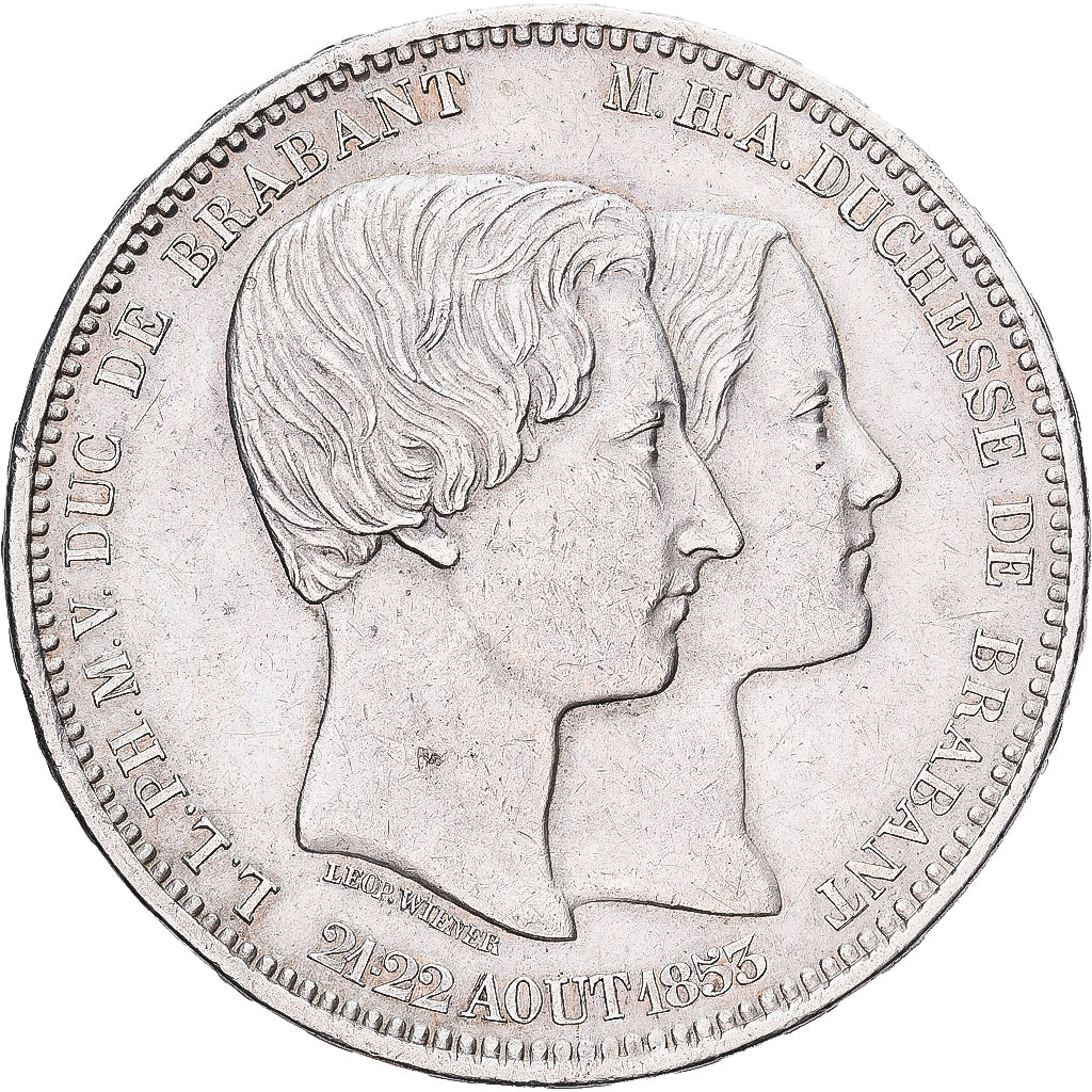 Belgium, Leopold I, 5 Francs, Mariage du Duc de Brabant, 1853, Brussels, Silver