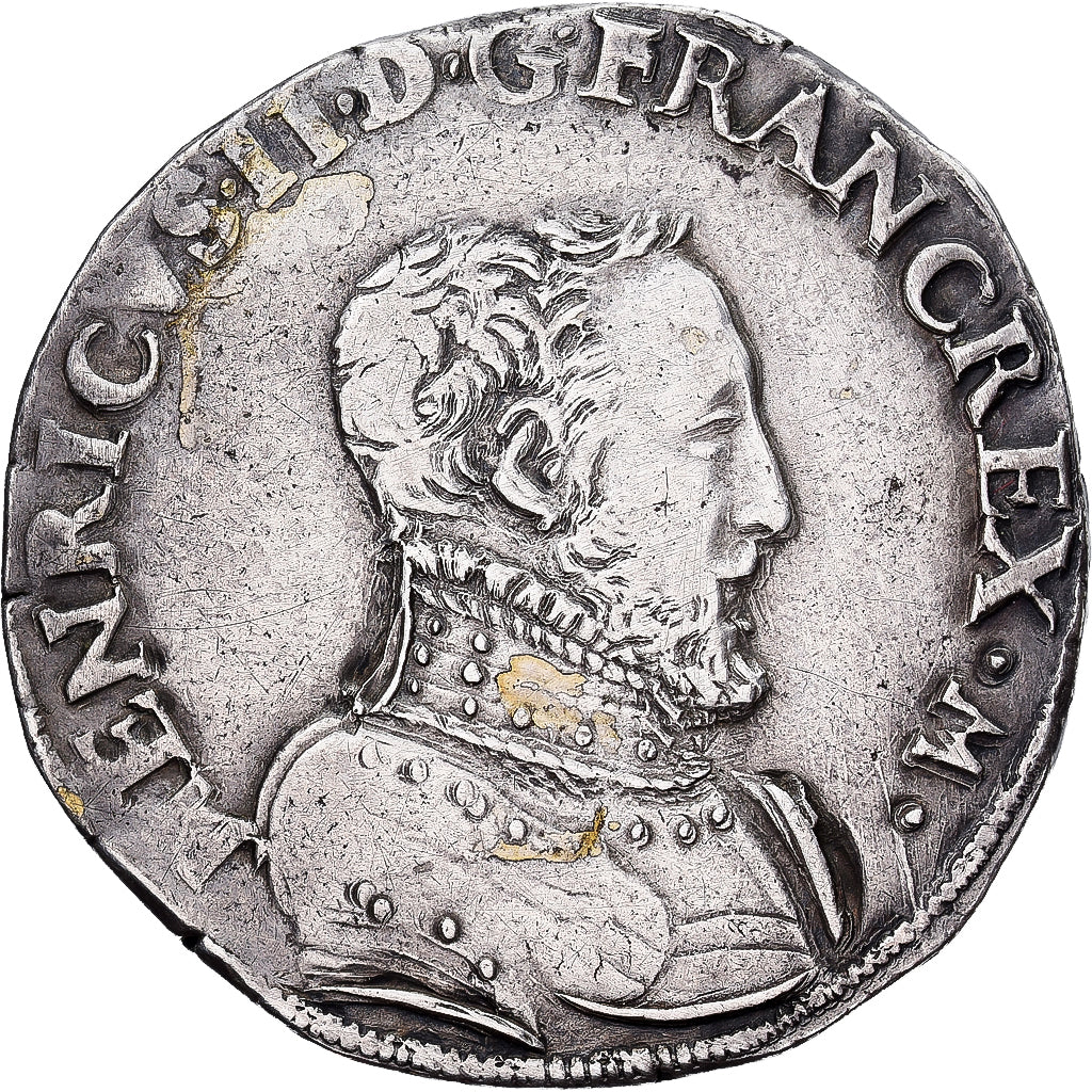 France, Henri II, Teston à la tête nue, 1556, Lyon, Argent, TTB, Gadoury:373