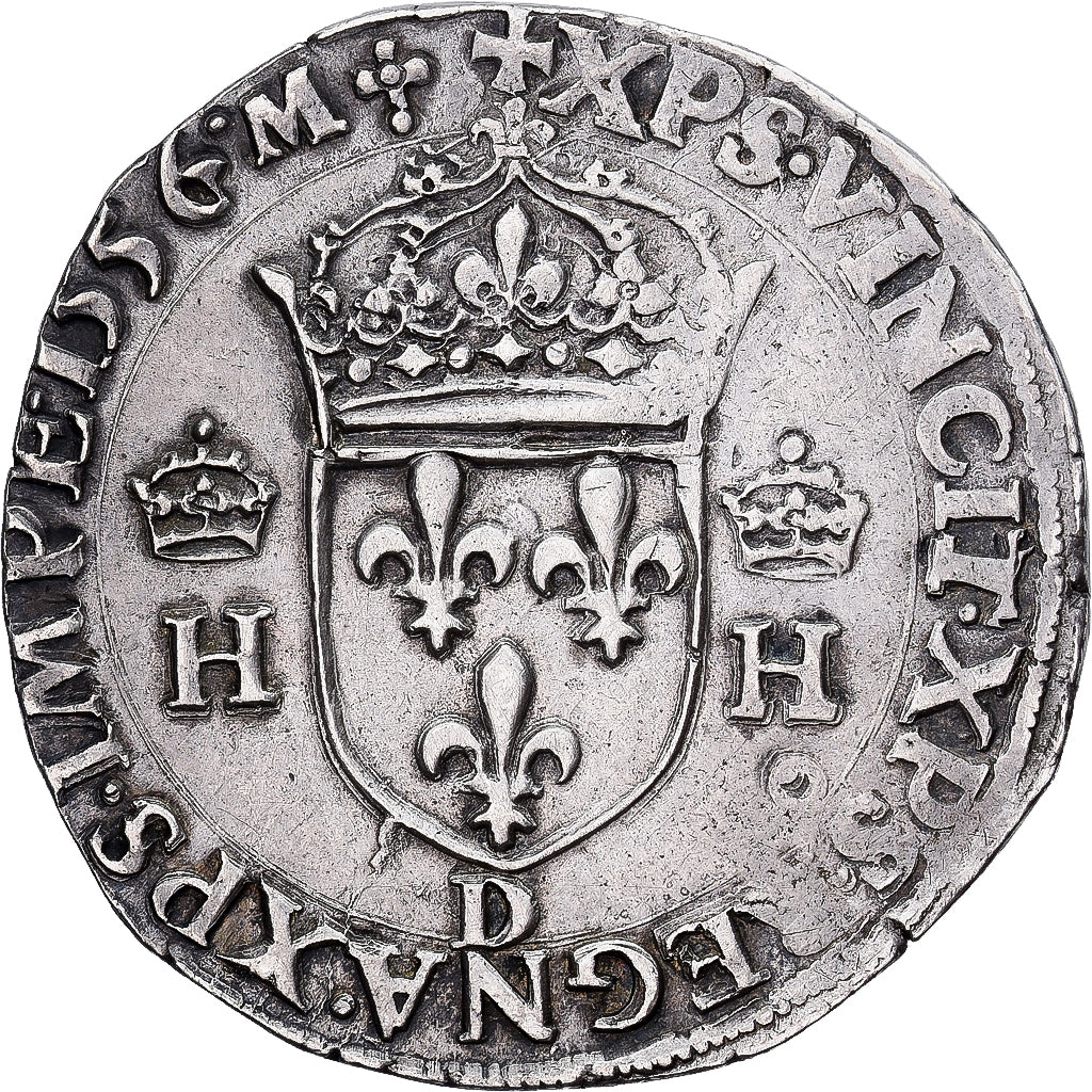 France, Henri II, Teston à la tête nue, 1556, Lyon, Argent, TTB, Gadoury:373