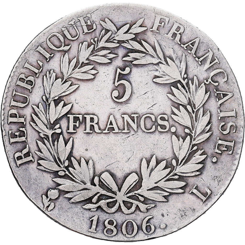 France, Napoleon I, 5 Francs, 1806, Bayonne, Silver, VF(30-35), Gadoury:581