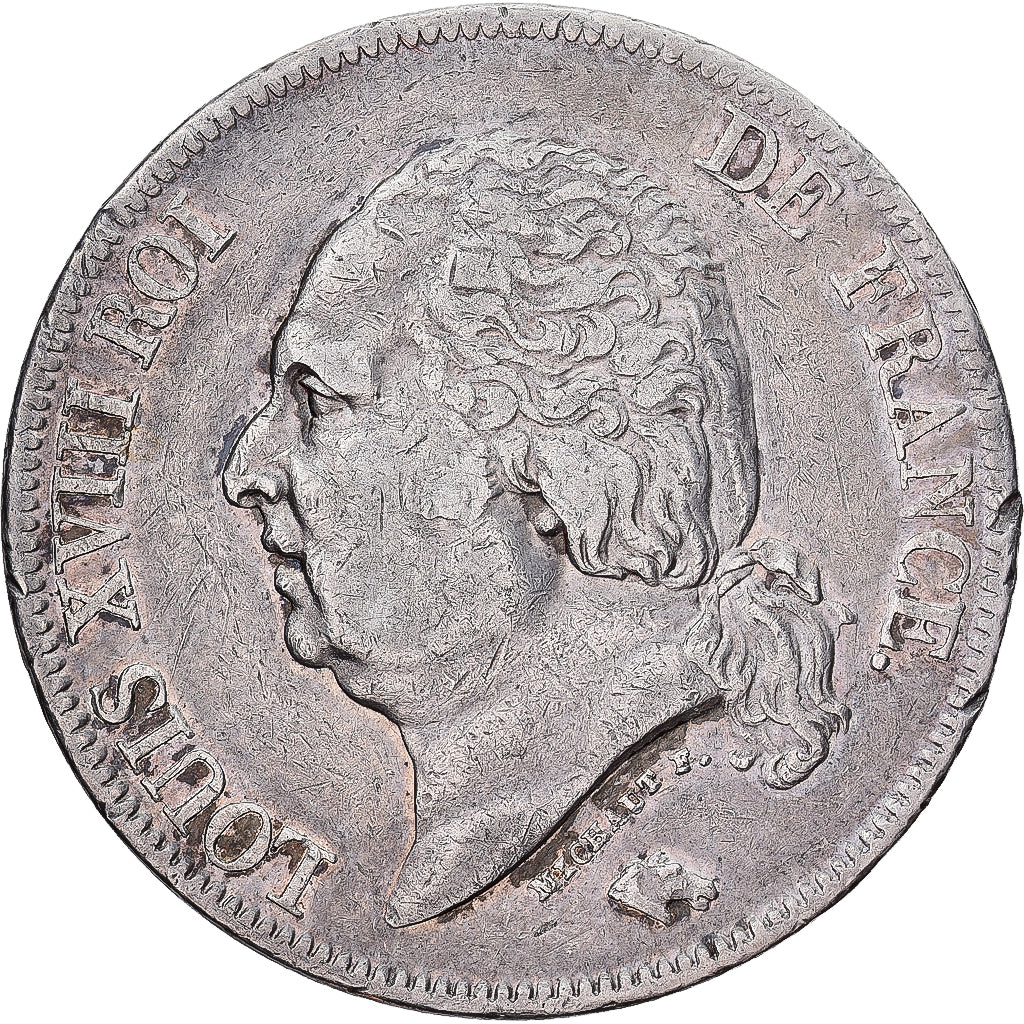 Francia, Louis XVIII, 5 Francs, 1822, Paris, Plata, MBC+, Gadoury:614, KM:711.1
