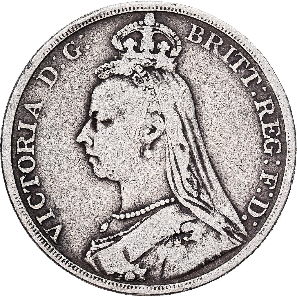 Great Britain, Victoria, Crown, 1890, Silver, VF(30-35), KM:765