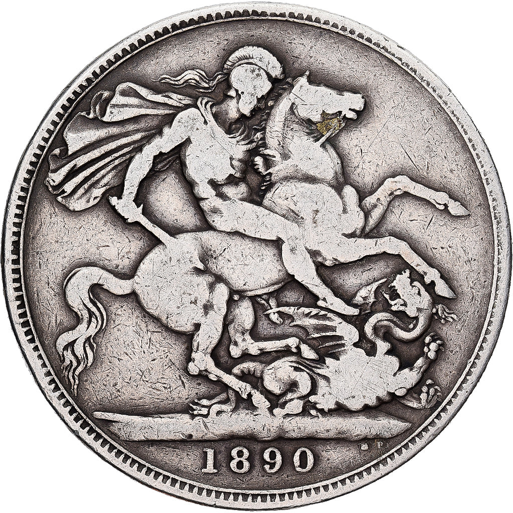 Great Britain, Victoria, Crown, 1890, Silver, VF(30-35), KM:765