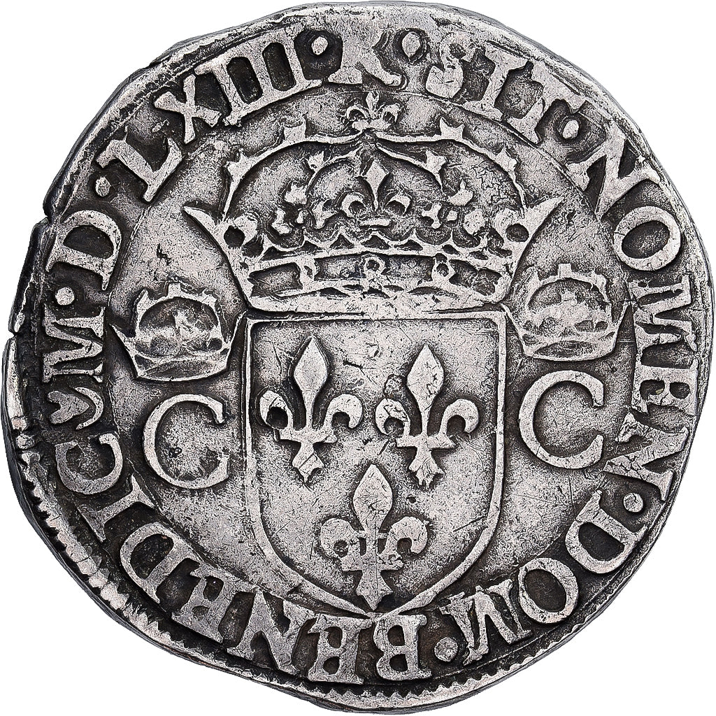 France, Charles IX, Teston aux 2 C couronnés, 1563, Toulouse, Argent, TTB+