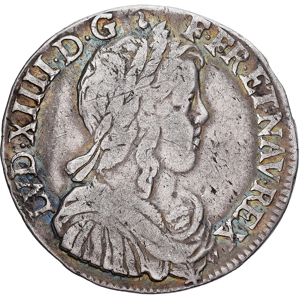France, Louis XIV, 1/2 Écu à la mèche longue, 1650, Limoges, Silver