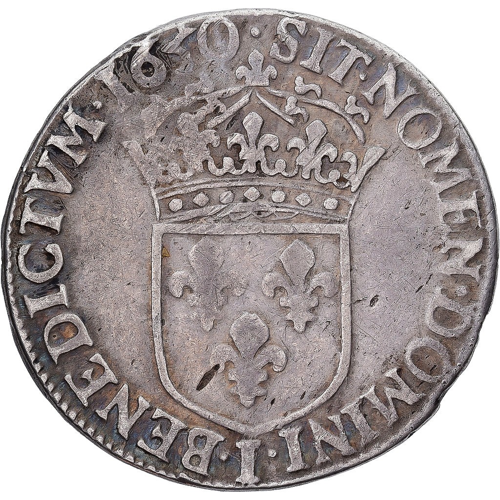 France, Louis XIV, 1/2 Écu à la mèche longue, 1650, Limoges, Silver