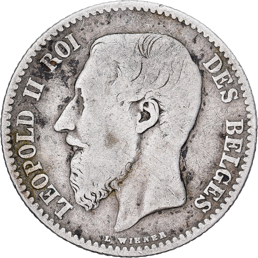 Bélgica, Leopold II, Franc, 1867, Brussels, Prata, VF(20-25), KM:28.1