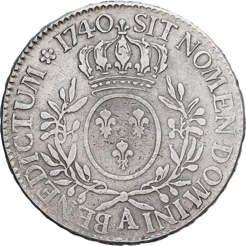 France, Louis XV, Ecu aux branches d'olivier, 1740, Paris, Rare, Silver