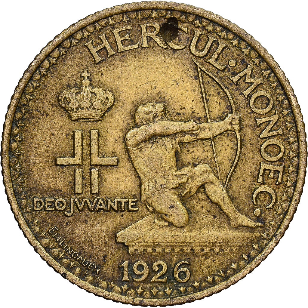 Monaco, Louis II, Franc, 1926, Poissy, Aluminum-Bronze, FR+, Gadoury:MC128