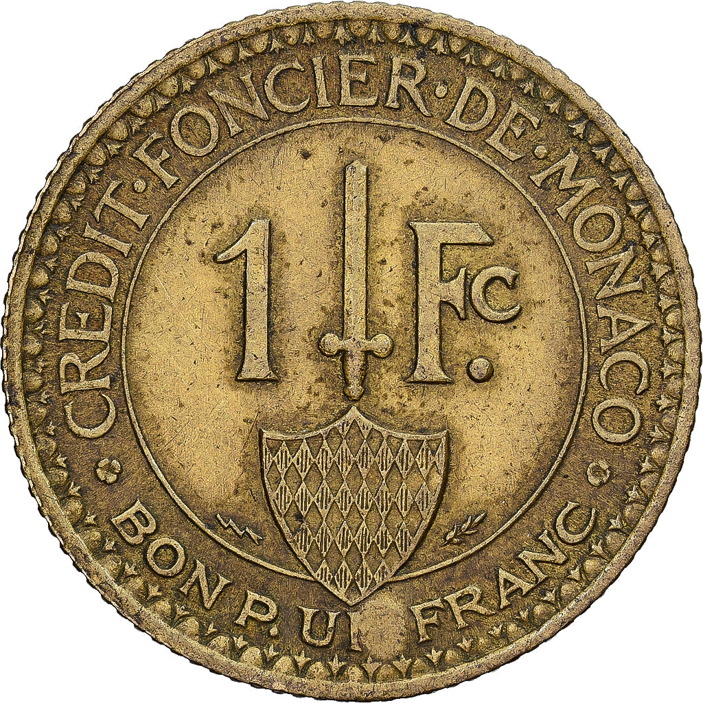 Monaco, Louis II, Franc, 1926, Poissy, Aluminum-Bronze, FR+, Gadoury:MC128
