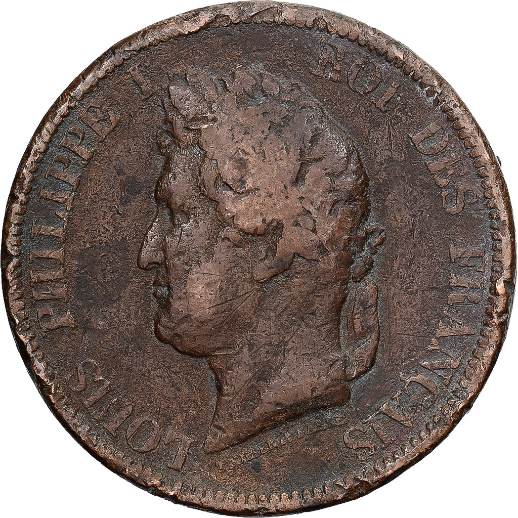 Französische Kolonien, Louis Philippe I, 10 Centimes, 1839, Paris, Bronze, S+