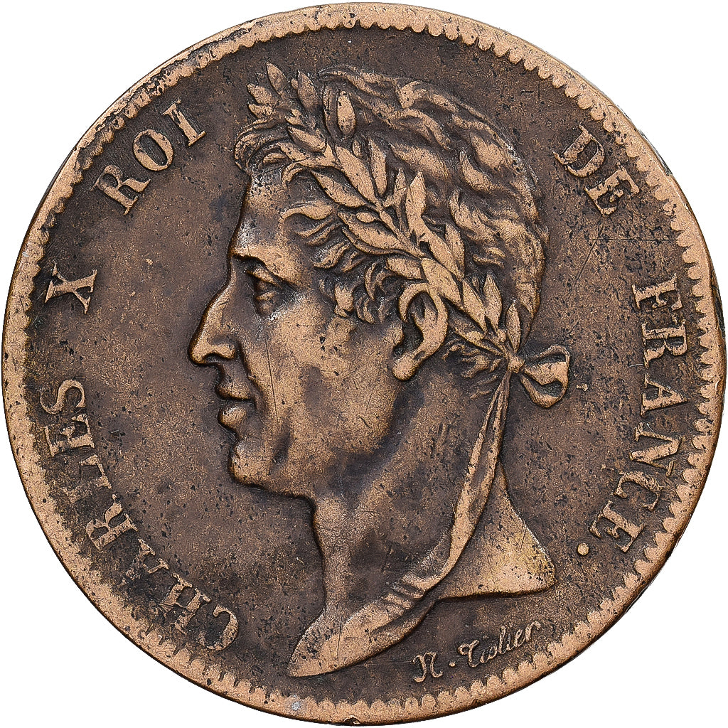 Franse koloniën, Charles X, 5 Centimes, 1825, Paris, Bronzen, FR+
