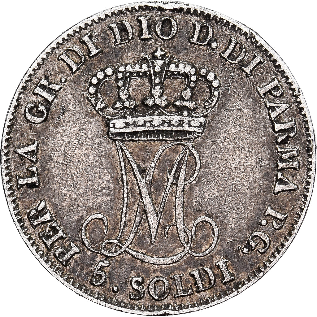Italian States, PARMA, Maria Luigia, 5 Soldi, 1815, Silver, AU(50-53)