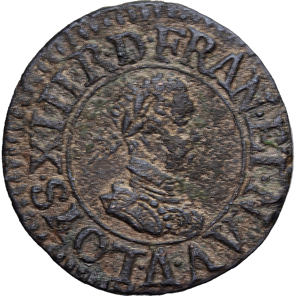 France, Louis XIII, Denier tournois, buste enfantin « petite