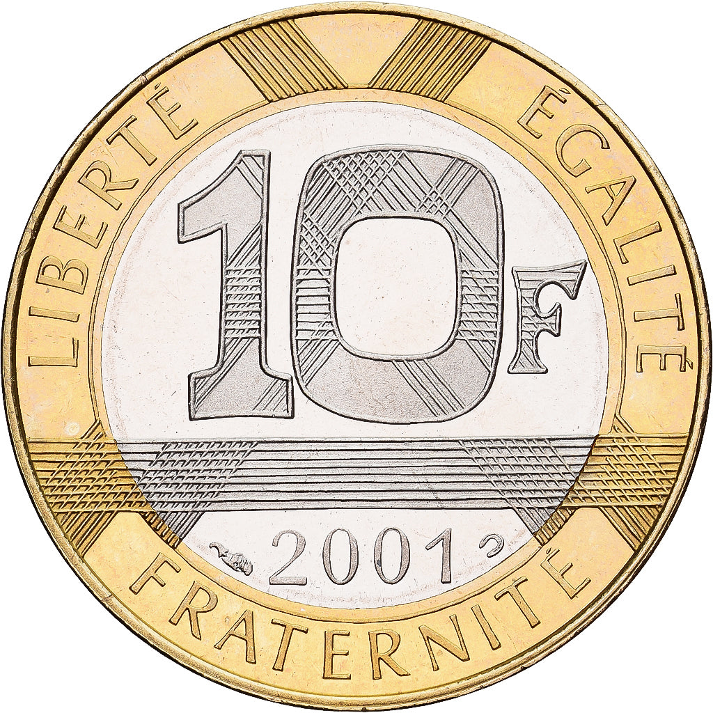 France, 10 Francs, Génie, 2001, Paris, BE, Bi-Metallic, MS(65-70), Gadoury:827a