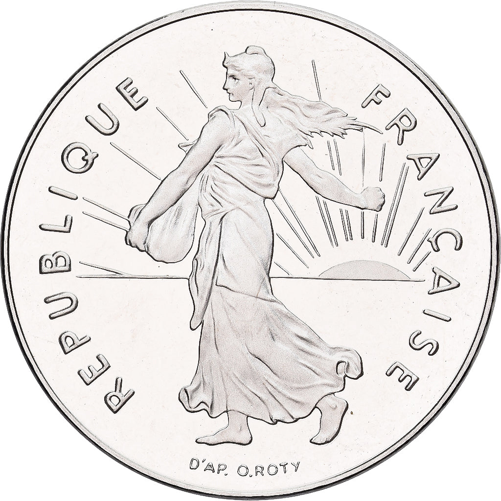 Francja, 5 Francs, Semeuse, 2001, Paris, BE, Miedzionikiel, MS(65-70)