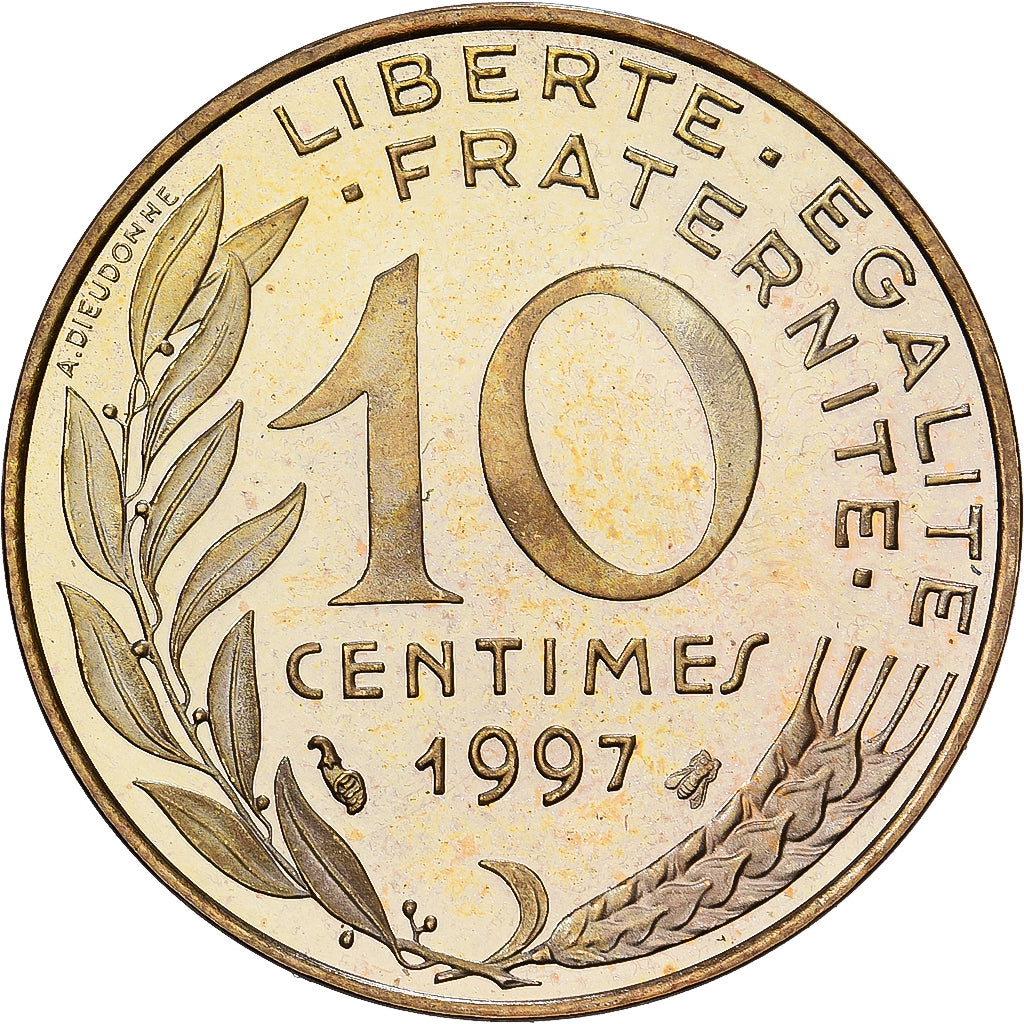 France, 10 Centimes, Marianne, 1997, Paris, BE, Aluminum-Bronze, MS(65-70)