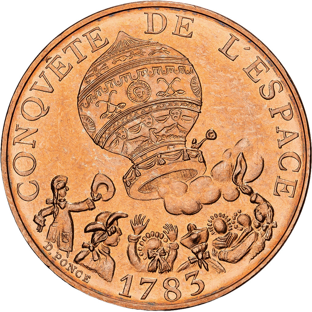 France, 10 Francs, La conquête, 1983, Paris, Tranche B, Nickel-Bronze