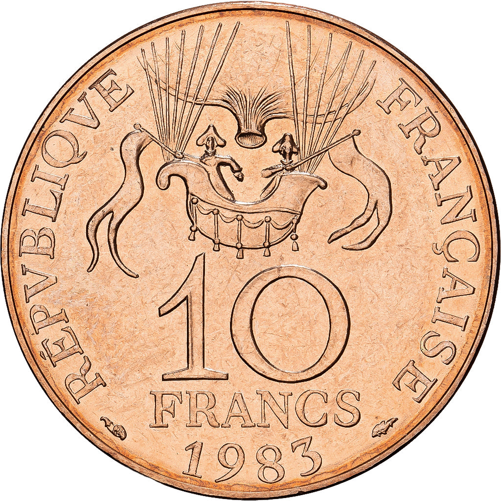 France, 10 Francs, La conquête, 1983, Paris, Tranche B, Nickel-Bronze
