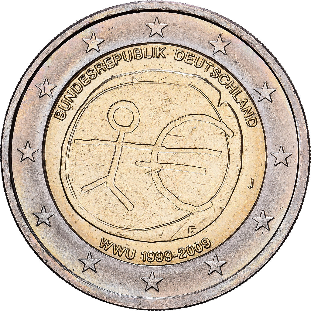 ALEMANHA - REPÚBLICA FEDERAL, 2 Euro, 10e anniversaire de l'Union économique