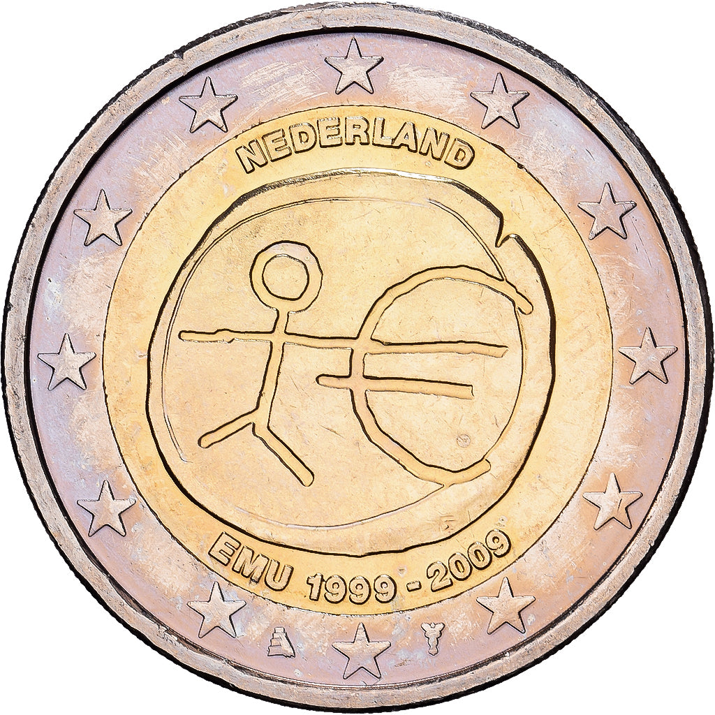 Netherlands, Beatrix, 2 Euro, 10e anniversaire de l'Union économique et