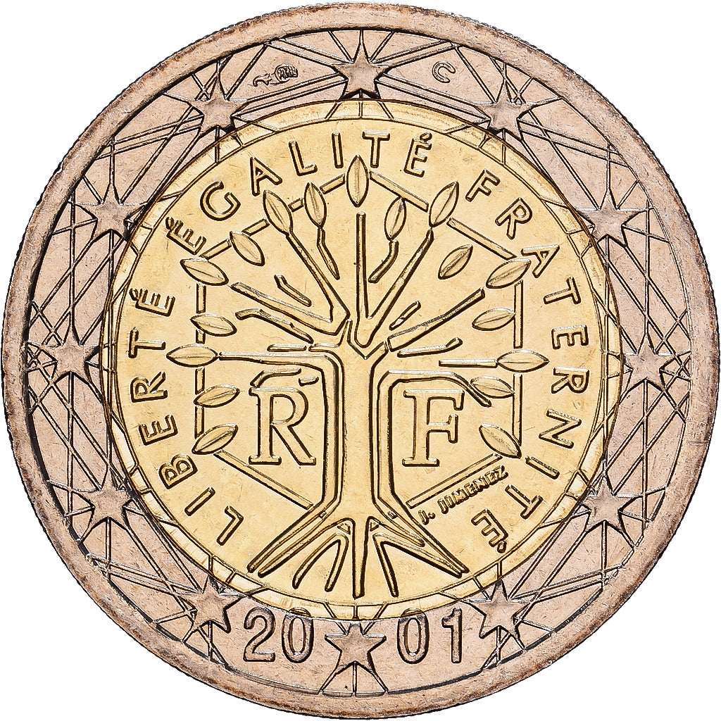 France, 2 Euro, 2001, Paris, Bi-Metallic, MS(60-62), KM:1289
