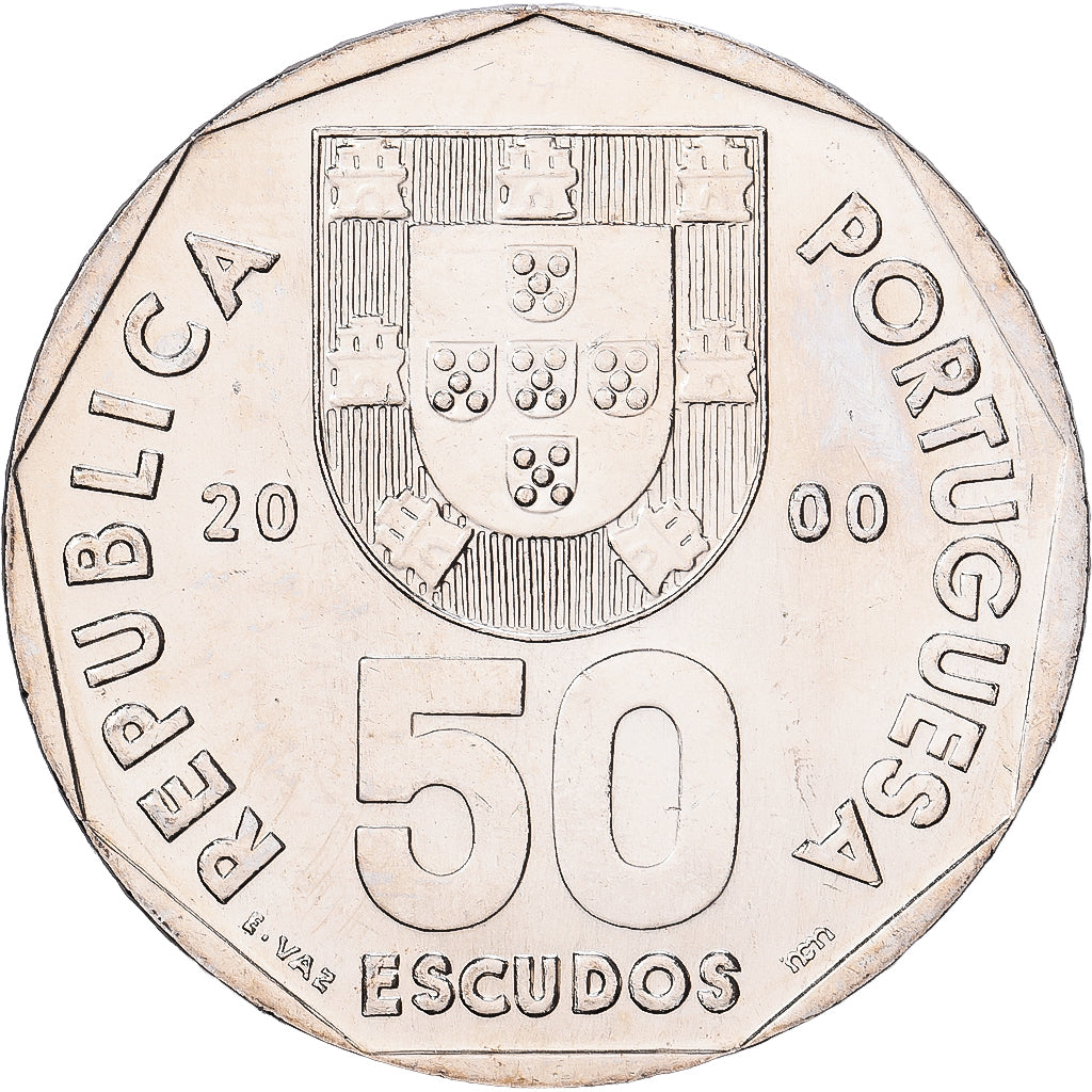 Portugal, 50 Escudos, 2000, Lisbon, Copper-nickel, MS(63), KM:636