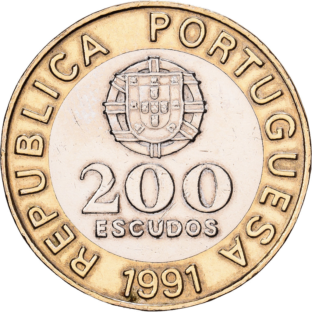 Portugal, 200 Escudos, 1991, Lisbon, Bi-Metallic, MS(63), KM:655
