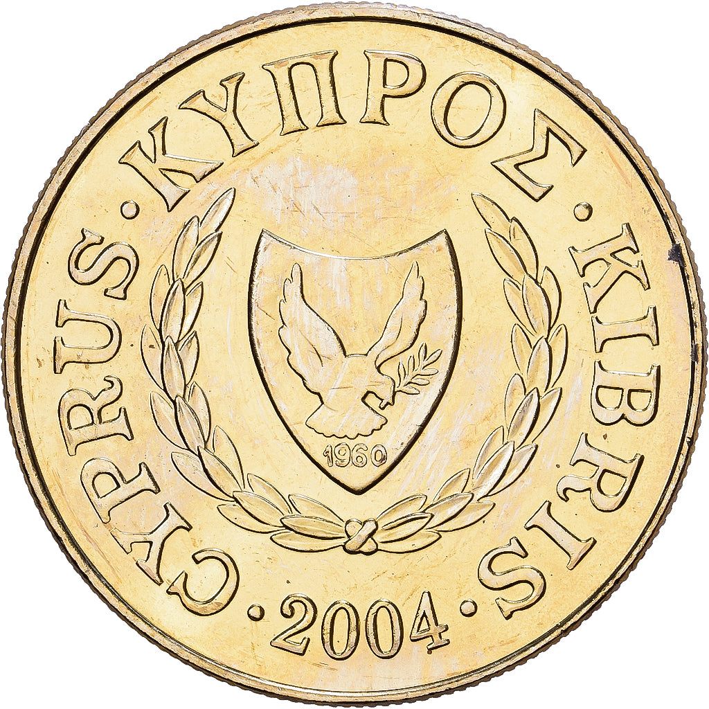 Chipre, 20 Cents, 2004, Níquel - latón, SC, KM:62.2