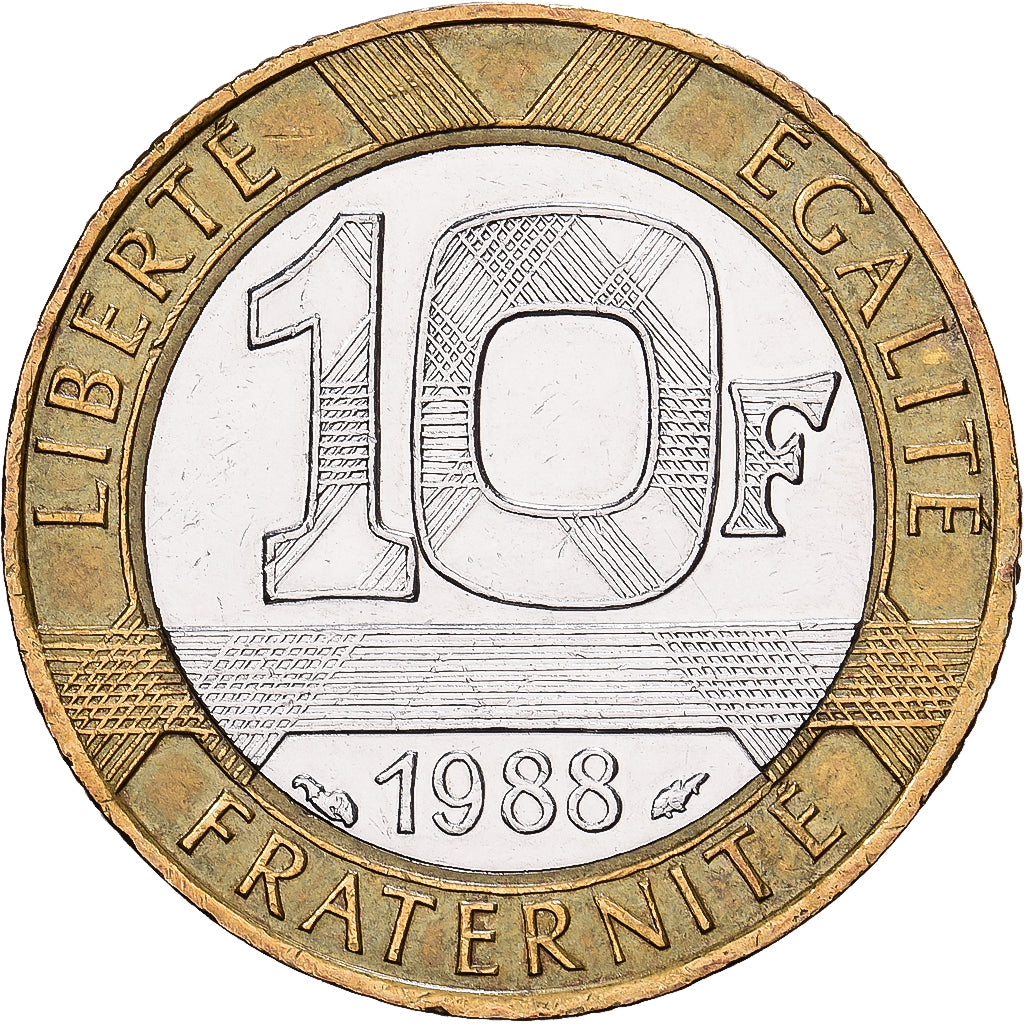 Frankrijk, 10 Francs, Génie, 1988, Paris, Bi-Metallic, PR+, Gadoury:827