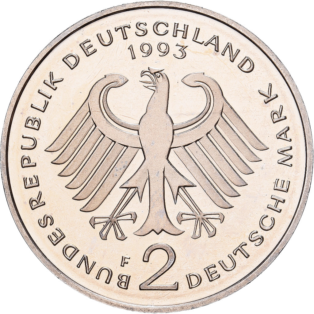 Federal Republic of Germany, 2 Mark, 1993, Stuttgart, Copper-Nickel Clad Nickel