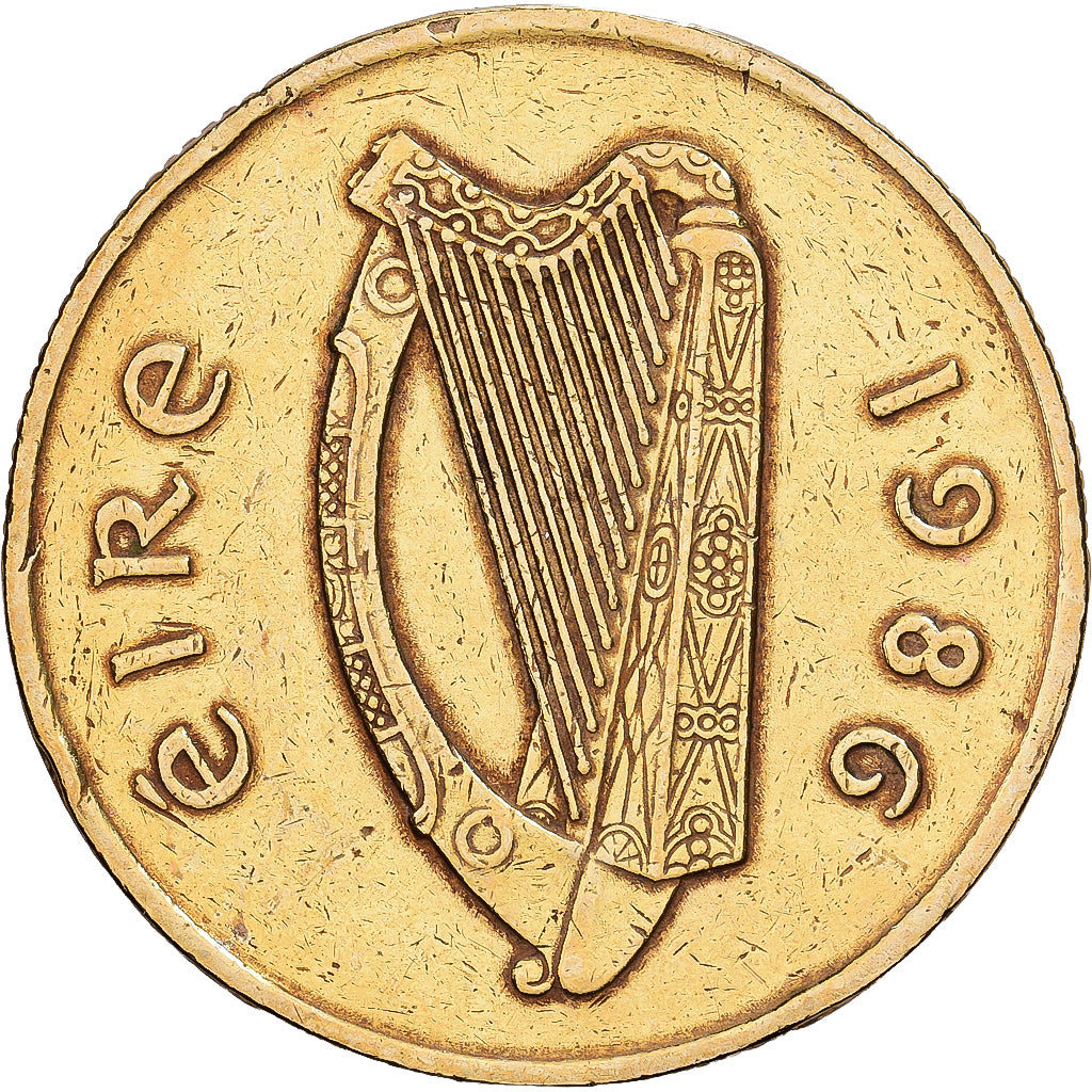 Ireland, 20 Pence, 1986, Nickel-Bronze, AU(55-58), KM:25