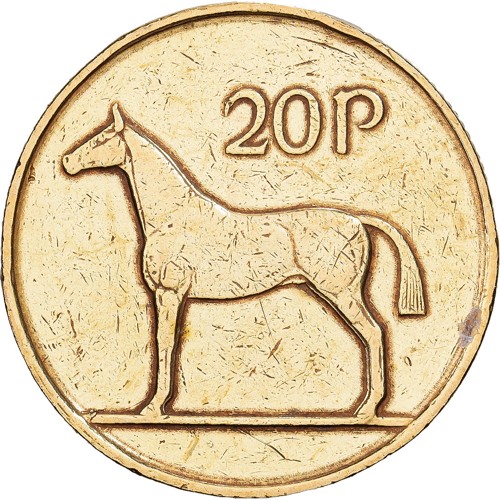 Ireland, 20 Pence, 1986, Nickel-Bronze, AU(55-58), KM:25