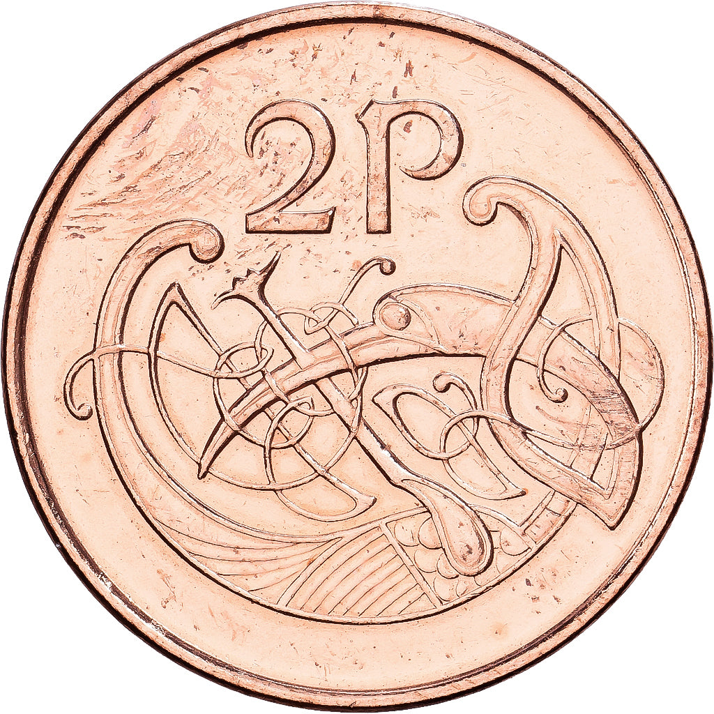 Ireland, 2 Pence, 2000, Copper Plated Steel, AU(55-58), KM:21a