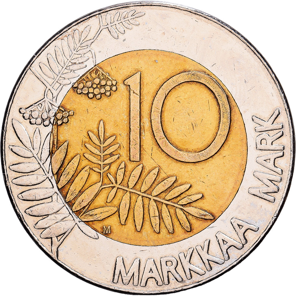 Finland, 10 Markkaa, 1993, Bi-Metallic, AU(55-58), KM:77