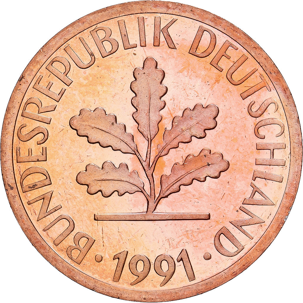 République fédérale d'Allemagne, Pfennig, 1991, Karlsruhe, Cuivre plaqué