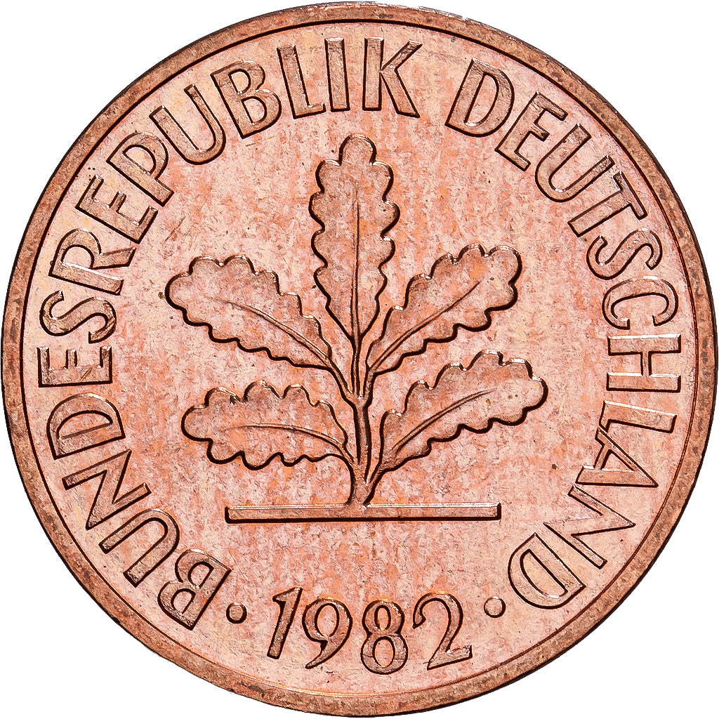 Bundesrepublik Deutschland, 2 Pfennig, 1982, Munich, Copper Plated Steel, UNZ