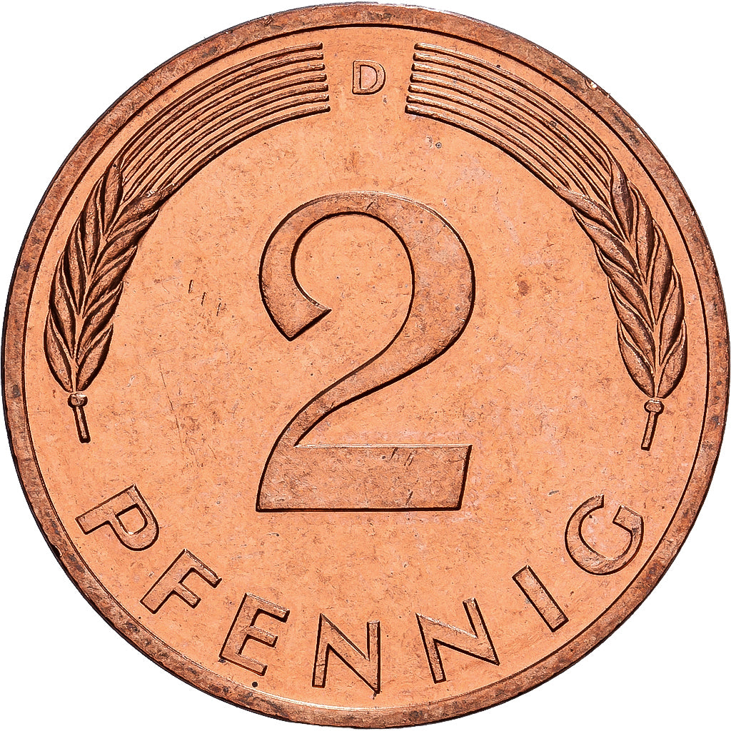 Bundesrepublik Deutschland, 2 Pfennig, 1982, Munich, Copper Plated Steel, UNZ