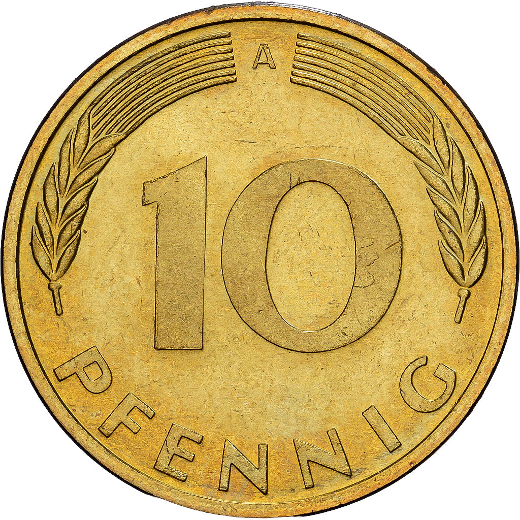 Federale Duitse Republiek, 10 Pfennig, 1996, Berlin, Brass Clad Steel, UNC-