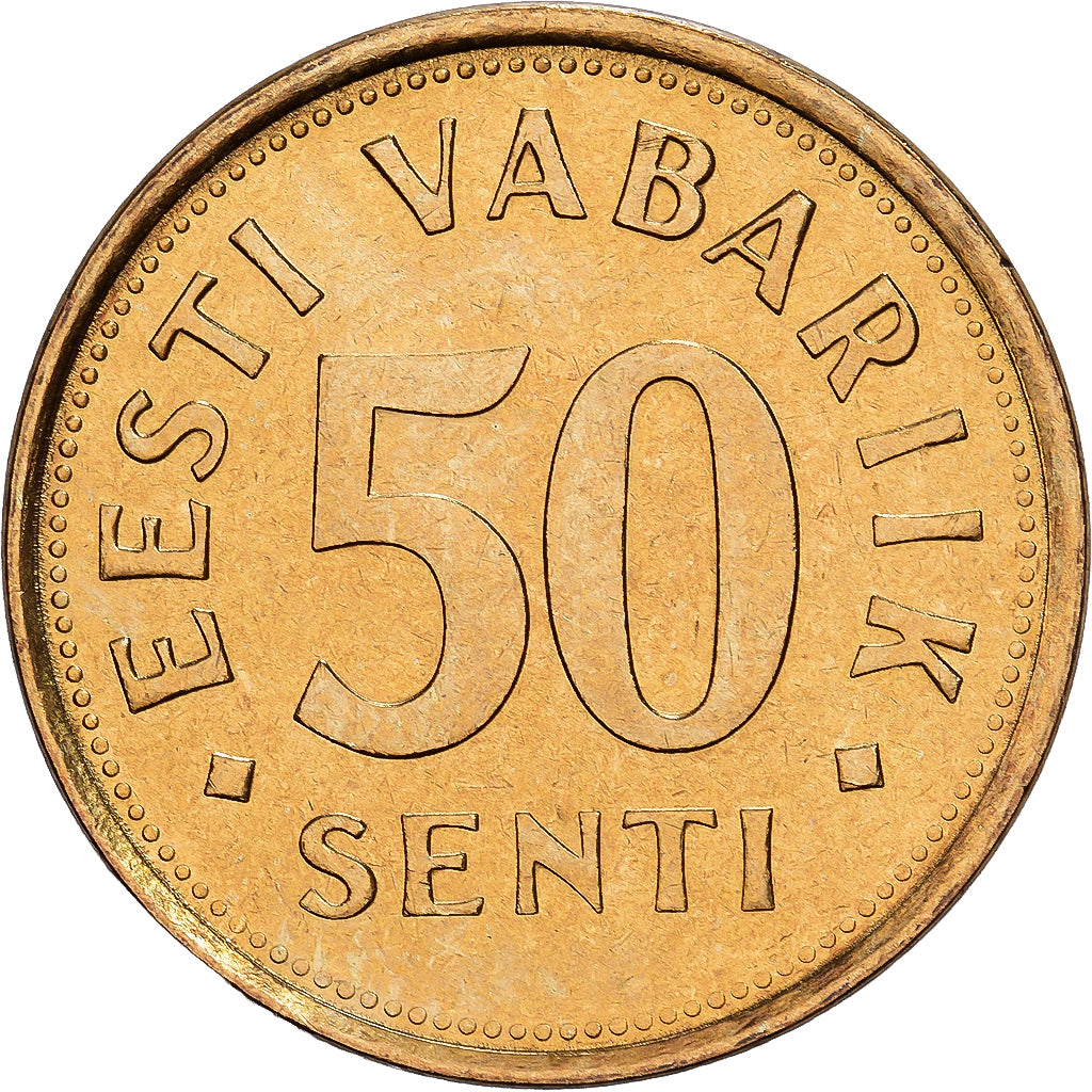 Estonia, 50 Senti, 1992, Aluminum-Bronze, MS(60-62), KM:24