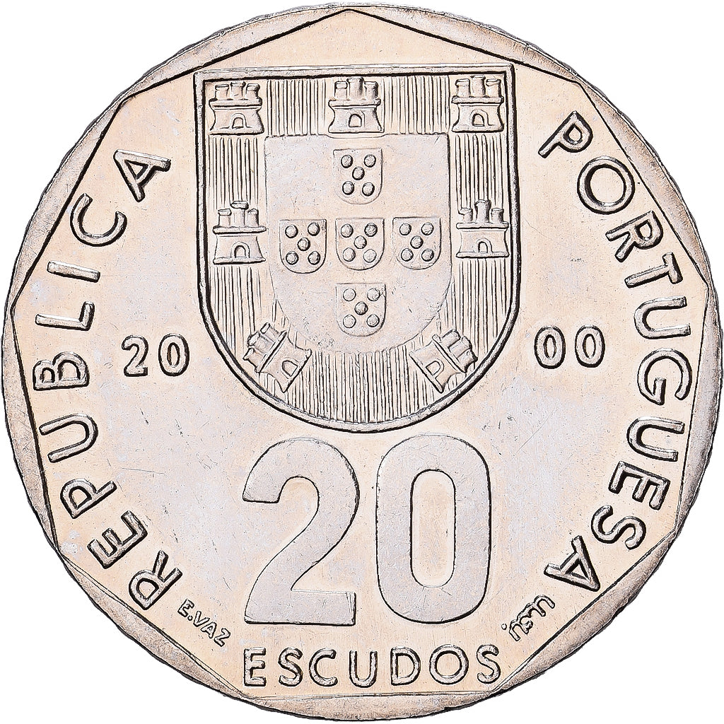 Portugal, 20 Escudos, 2000, Lisbon, Copper-nickel, MS(60-62), KM:634.2