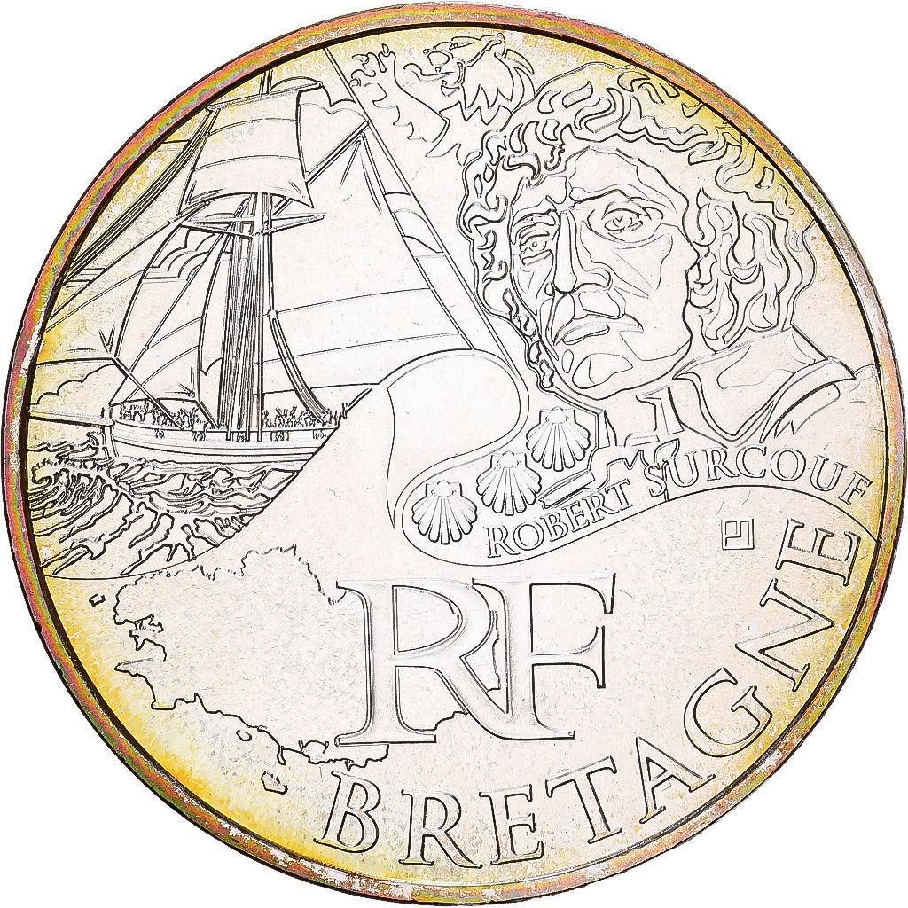 France, 10 Euro, Bretagne, 2012, Paris, Silver, MS(60-62), Gadoury:EU514