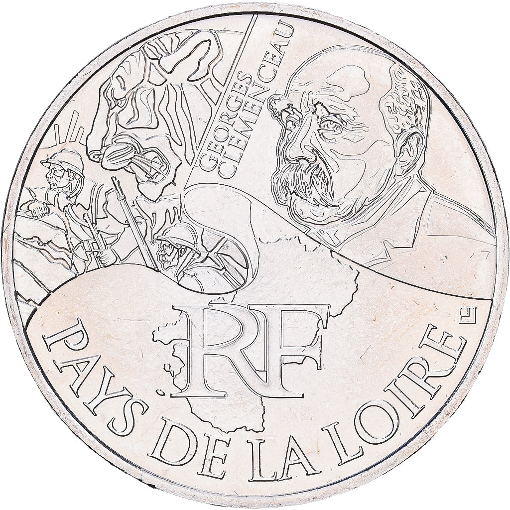 France, 10 Euro, Pays de la Loire, 2012, Paris, Silver, MS(60-62)