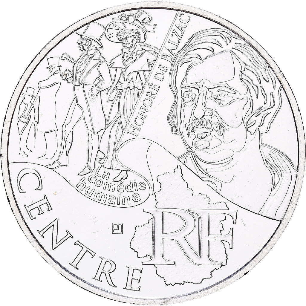 France, 10 Euro, Centre, 2012, Paris, Silver, MS(60-62), Gadoury:EU514, KM:1868